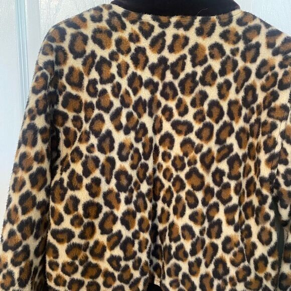 -‎ Women’s Fleece Leopard Zip Up Coat Size Medium - Picture 6 of 10